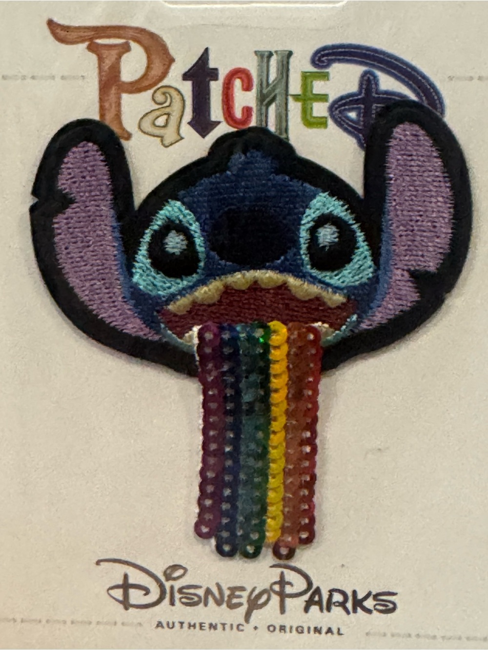 Disney Rainbow Sequin Stitch Iron-On Patch - Blue, Purple, Multicolor - Picture 2 of 3